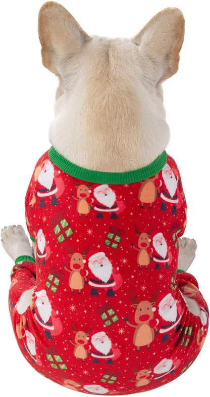 CuteBone Small Dogs Christmas Outfit Soft Puppy Onesies Pjs Dog Pajamas Pet Coat Cat Apparel Comfy Doggie Jumpsuit Bodysuit for All Seasons P135L