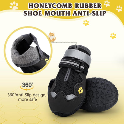 Dog Shoes for Large Medium Small Dog, Mesh Breathable Dog Shoes for Hot Pavement, Anti-Slip Dogs Boots Paw Protectors with Reflective for Outdoor Walking Indoor Hardfloors (Size 6)