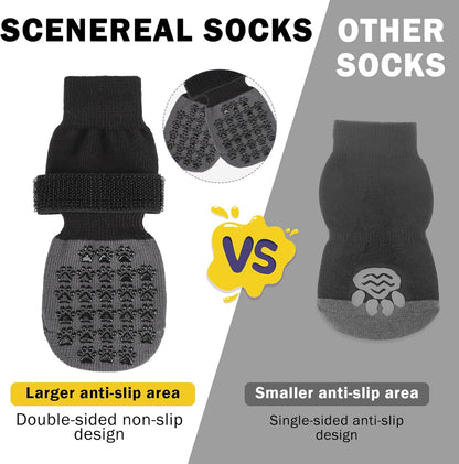 SCENEREAL Dog Socks to Prevent Licking Paws for Hardwood Floors Anti Slip, Dog Grippy Socks Shoes for Senior Small to Large Dogs, Dog Boots & Paw Protectors for Hot/Cold Scratching Pavement