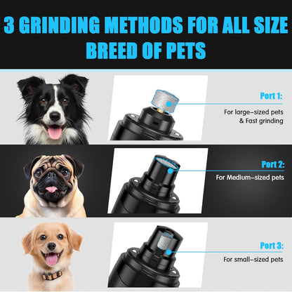 VIWIK Dog Nail Grinder, Dog Nail Trimmers for Large Medium Small Dogs & Cats, Super Quiet Electric Pet Nail Clippers Kit with Light, 2-Speed USB Rechargeable Pet Paws Grooming Tool Black