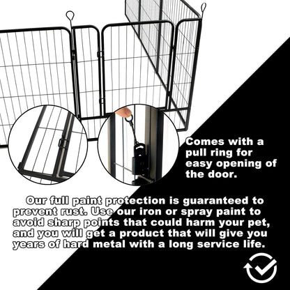 Dog Playpen,24 32 40 48 in(H) Pet Fence Outdoor for Rv Camping,Garden Fence Small Animal Barrie for Yard,11Ft(L)-56Ft(L) Black Metal Temporary Fencing