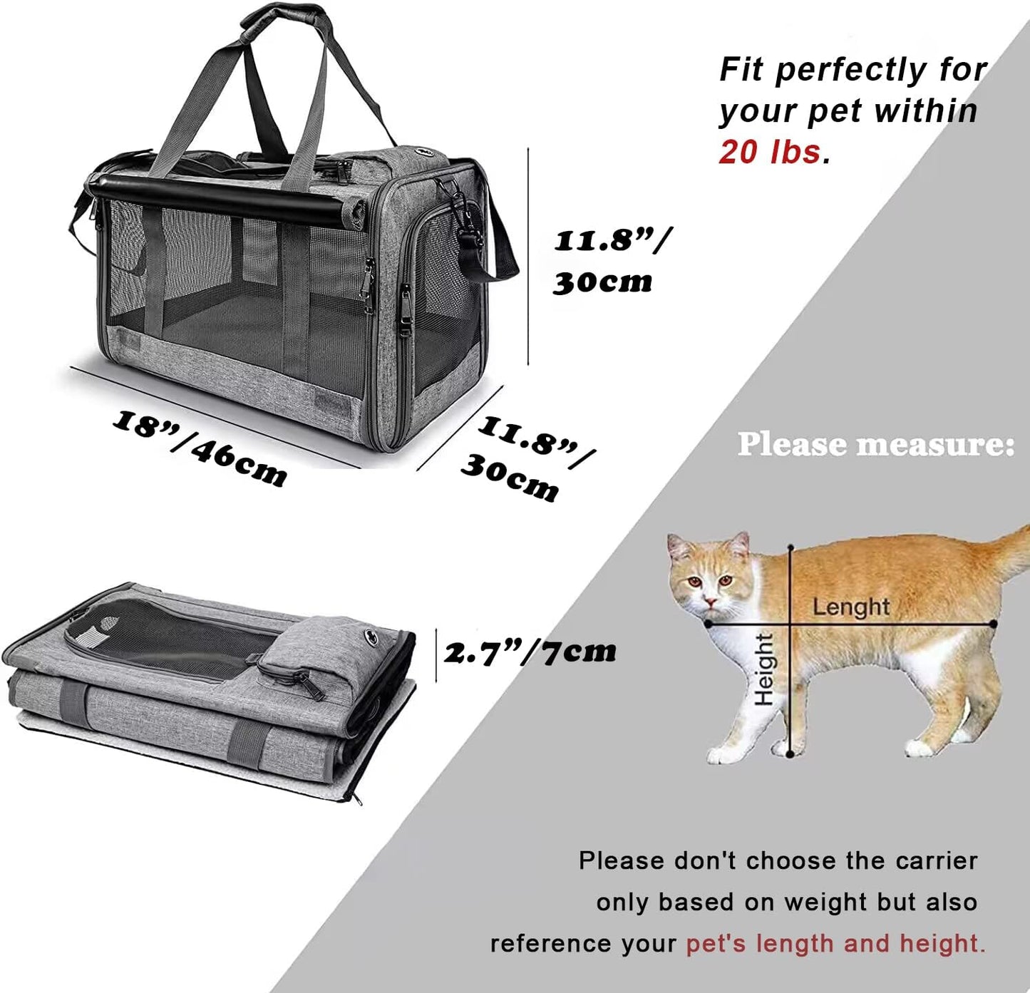 Pet Carrier for Large Cats, Soft-Sided Cat Carrier for Medium Big Cats and Puppy up to 20lbs, Washable Dog Carrier Privacy Protection for Home Outdoor Travel - Pawvie