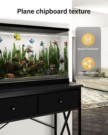 Fish Tank Stand 29 Gallon: Sturdy Aquarium Stand with Accessories Storage - Metal Fish Tank Table for 20-29 Gallon Reptile Breeder Turtle Terrarium - 30.7"x16.5" Weight Capacity 330 lbs