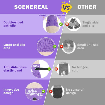 SCENEREAL Anti Slip Dog Sock to Prevent Licking Paws for Hardwood Floors, Boots & Paw Protector Shoes for Hot/Cold Pavement with Grippers, Double Sides Grips for Small Medium Large Senior Dogs, M