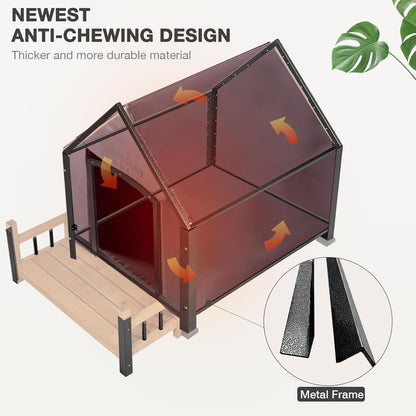 Dog House Outdoor, Weatherproof Wooden Dog Kennel Indoor for Small Medium Large Dogs, 50.87" L Insulated Large Dog Shelter for Winter