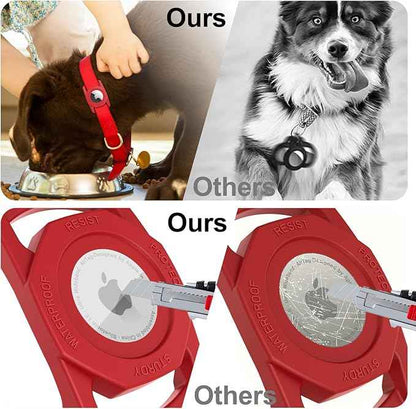 SANKALA Waterproof Airtag Case for Dog Collar, [1 Pack] Airtag Dog Collar Holder, TPU & Silicone Full Body Covered Anti-Lost Apple Air Tag Holder Protective Airtag Case for Pet Collar, Red