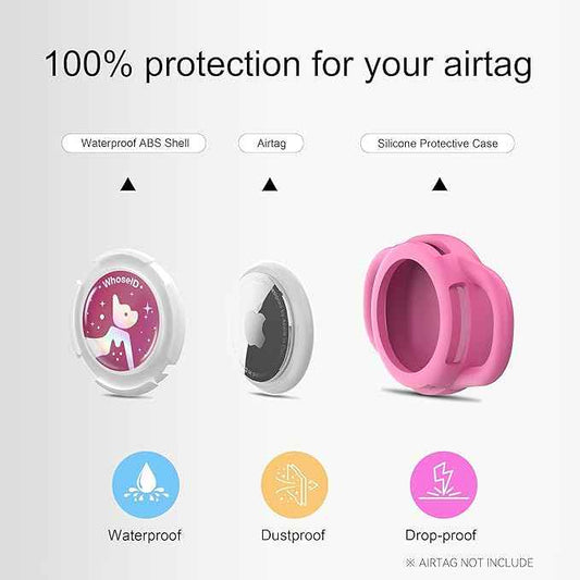 Waterproof Airtag Dog Collar Holder, Silicone & ABS Airtag Holder for Dog & Cat Collars, Ultra-Durable, Lightweight and Protective Airtag Case (Rose-1, Small)