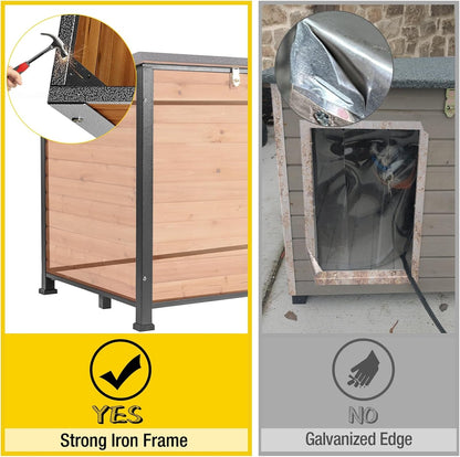 Aivituvin Extra Large Dog House Outdoor Heated Dog Kennel with Insulation Liner for Winter Strong Iron Frame Insulated Dog Cage with Heater,59"