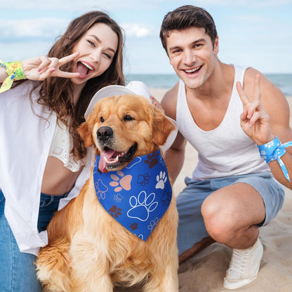 Weewooday 50 Pcs Paw Print Dog Bandanas Bulk for Dogs Soft Bibs Adjustable Triangle pet Bandana for Small Medium Large Costume(Paw Pattern, 25.6 x 17.7 x 17.7 Inch)