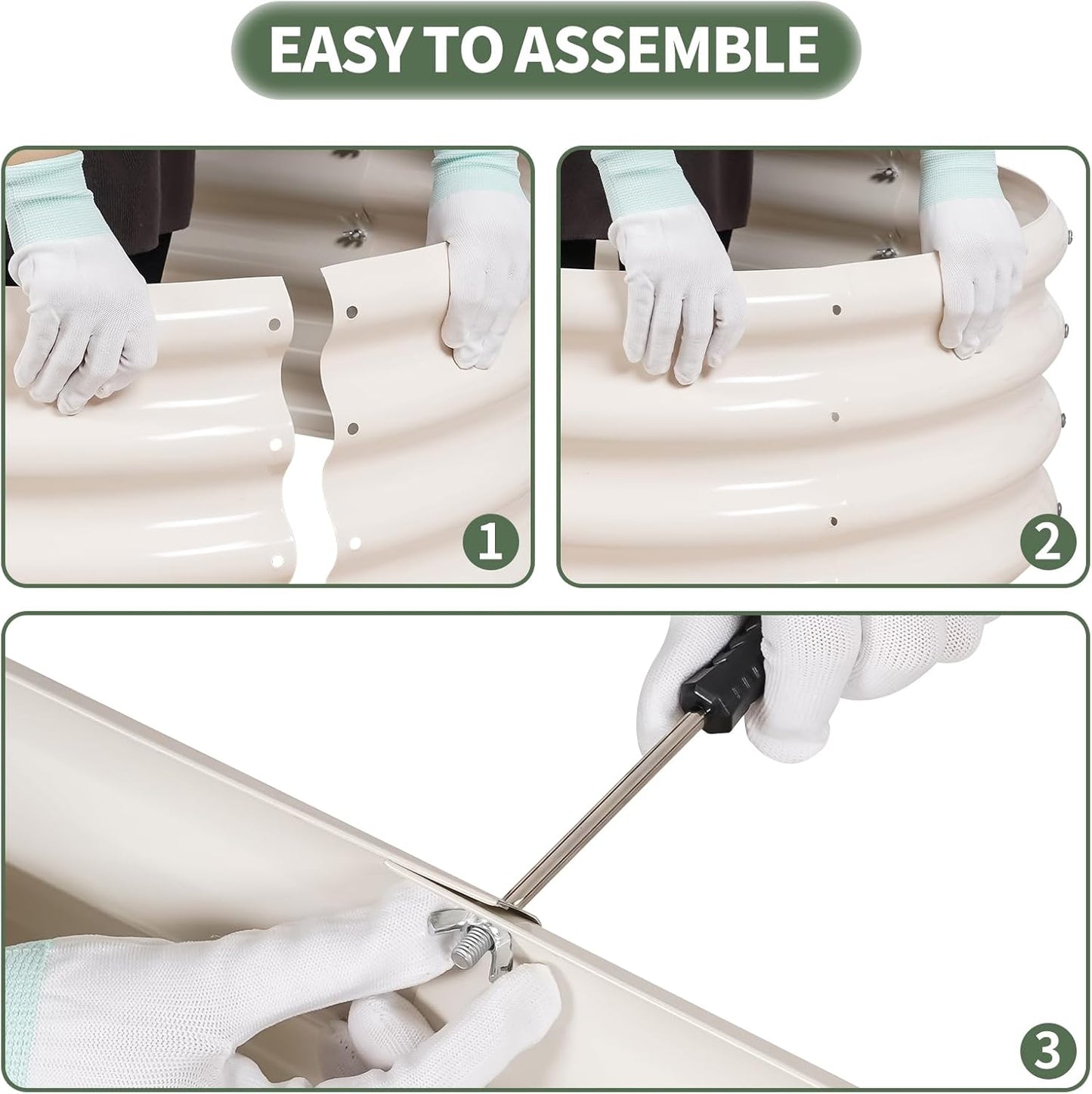 1MORE Galvanized Raised Garden Bed- Planter Garden Boxes Outdoor, Raised Beds for Gardening, 4x2x1ft Metal Garden Bed Kit for Vegetables Flower, Planter Raised Beds with Tools.White-2pack