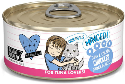 Weruva BFF Minced Natural Wet Cat Food, Tuna and Chicken Chuckles in Gelee, 5.5oz Can, Pack of 24