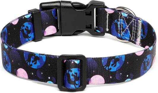 Mercano Adjustable Dog Collar - Special Design Patterns, Soft Nylon Comfortable Durable Pet Collar for Small Medium Large Dogs (M, Night Sky)