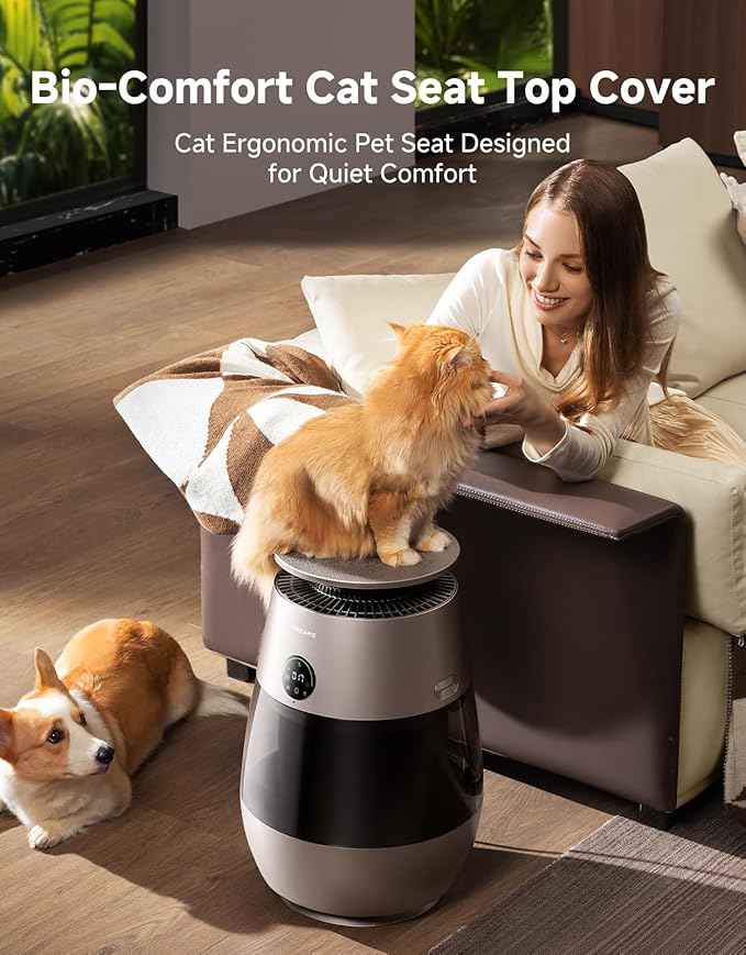 ‌Dreame Pet Air Purifier, 1346 ft² for Home Large Room, NeverChange 5.4-Year Filters for Odor Purification, 360° Visual Collection of Hair, ‌Pet-Friendly Design, APP & Voice Control, AP10-Gold