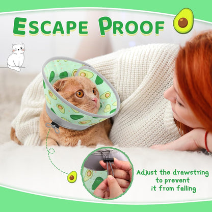 Cat Cone Collar Soft to Stop Licking, Adjustable, Foldable Lightweight Kitten Cones After Surgery Recovery for Cats & Kittens, Cat Cone Alternative (Light Green, S)