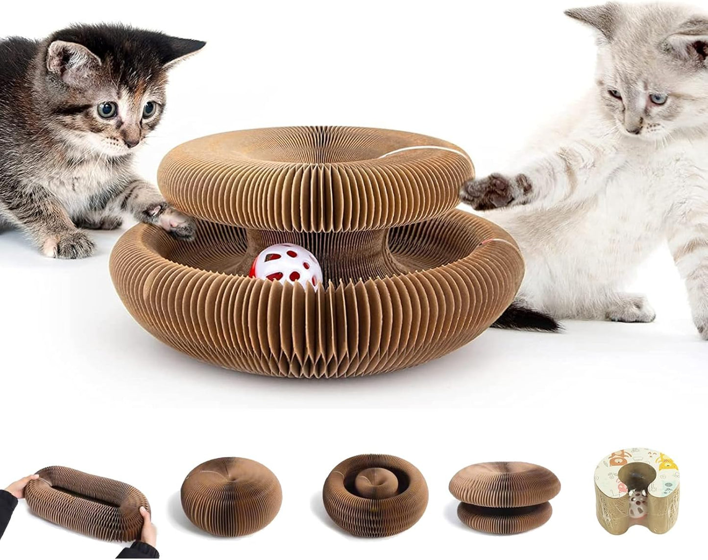 Kitty Curlz Cat Scratching Board, Magic Organ Cat Toy, Made of Recyclable Corrugated Cardboard, Scratch-Resistant and Abrasion-Resistant, Foldable for Indoor