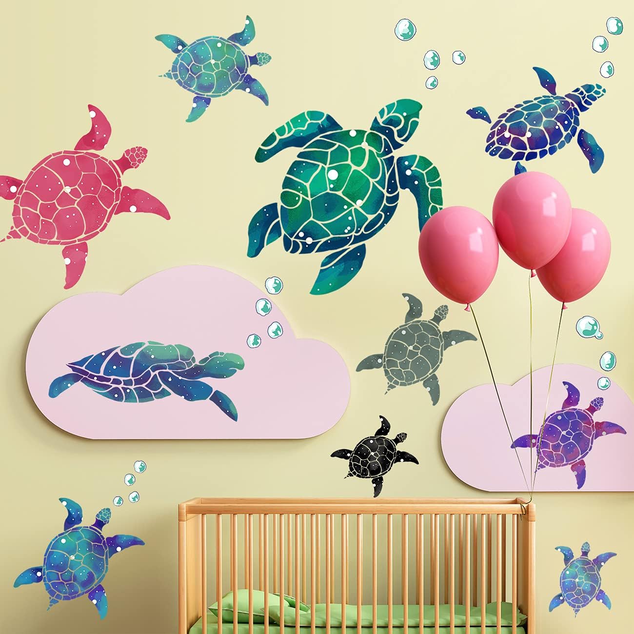 Amaonm Creative 3D Ocean Tortoise Wall Sticker Removable Under The Sea Animal Wall Decals Sea Turtle Peel and Stick Decor for Kids Baby Girls Boys Bedroom Bathroom Living Room Nursery Decoration