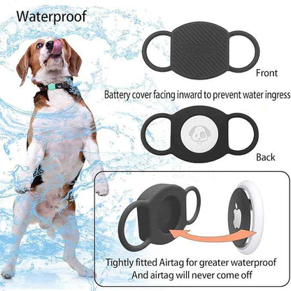 Dog Collar Airtag Holder 4 Pack, Waterproof Companion of Air Tag Trackers Locator Case, Protective itag Apple GPS Holder Compatible with Cat Collars, Silicone Dog airtag Holder