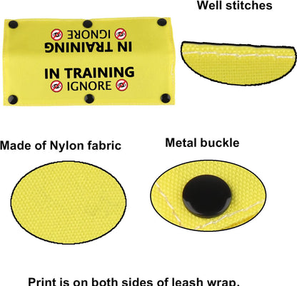 BLUPARK Funny Dog Leash Sleeve Have In Training Ignore Dog Leash Wrap Wrap Alert Hanging ID Patch Tag Pet Birthday Gift (Training Ignore-YE Sleeve)