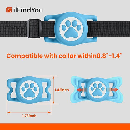 Waterproof Airtag Dog Collar Holder for Apple Air Tag, Silicone Dog Airtag Holder for Dogs & Cat Collars(Blue)