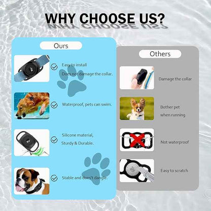 Airtag Dog Collar Holder, [2 Pack], Waterproof Protective Case for Apple AirTag, Durable & Lightweight with Full-Body Protection, Soft Silicone, Black