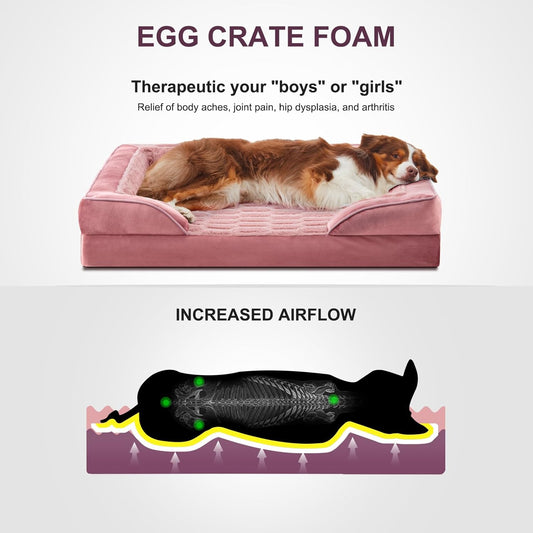 FURTIME Orthopedic Dog Bed for Extra Large Dogs - XL Waterproof Dog Sofa Bed, Ultra Comfy Supportive Foam Pet Bed with Removable Washable Cover, Jumbo Dog Bed with Nonskid Bottom