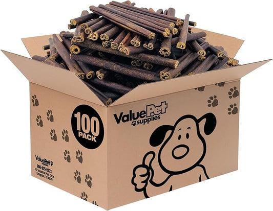 ValueBull Collagen Sticks for Small Dogs, 6 Inch Thin Chews, Natural Dog Treats, 100 Count Bulk Pack - Supports Joints, Skin & Coat with Chondroitin & Glucosamine