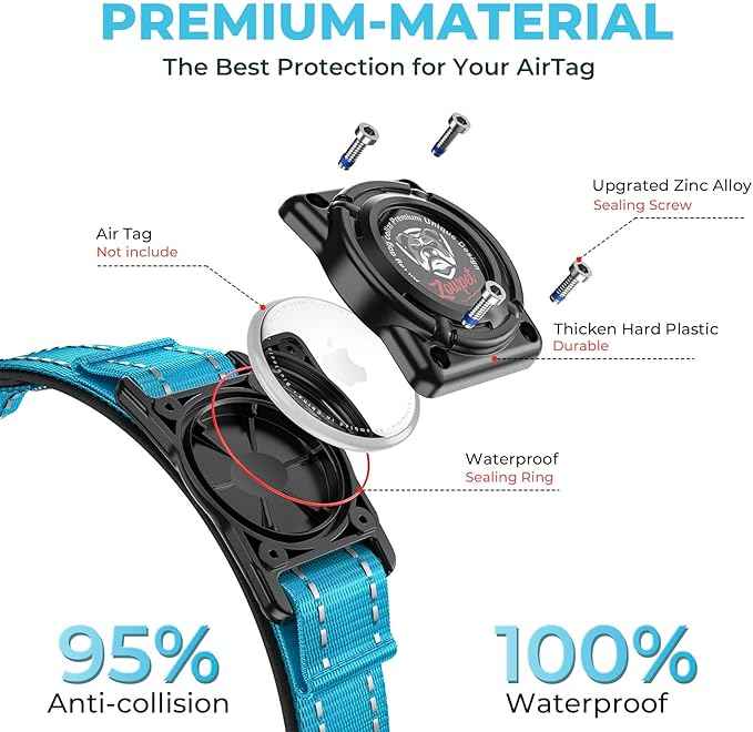 2026 Upgrade Airtag Dog Collar, Reflective Dog Collar with Airtag Holder, IP68 Waterproof| Metal Buckle| Ultra-Durable| Comfortable Padded, GPS Dog Collars for Medium Large Dogs (Blue,XL)