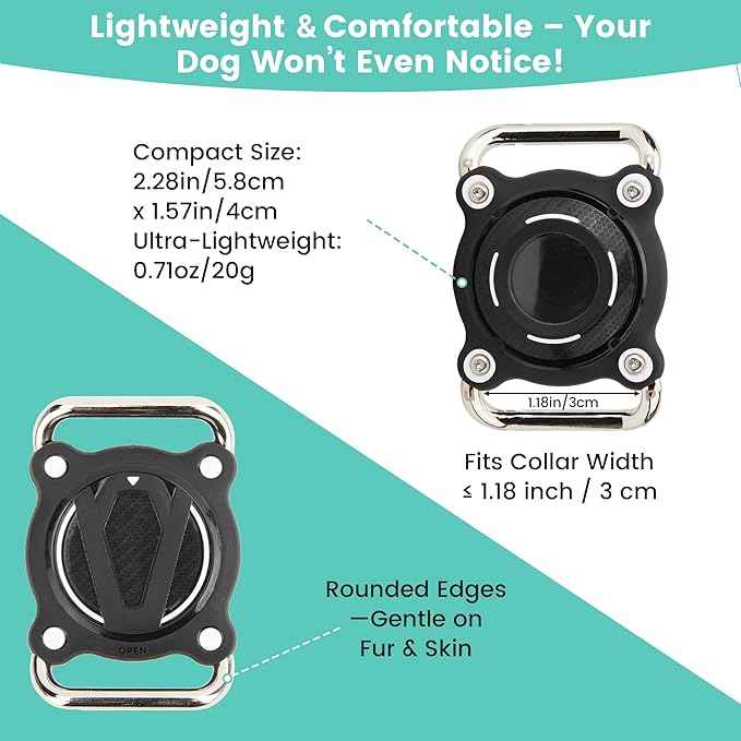 Waterproof Dog Collar Holder for Airtag – Dustproof, Ultra-Durable, Shockproof Case Compatible with Apple Air Tag (Not Included), Anti-Loss GPS Tracker Cover for Pets, Dogs, Cats