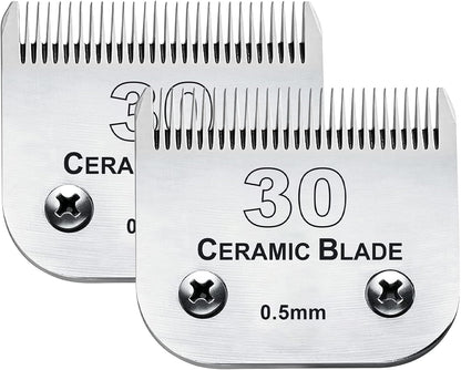2Pack 30 Blade Dog Grooming Clipper Blades Compatible with Andis/Wahl/Oster Dog Clippers,Detachable Stainless Steel Blade,Size-30, 1/50-Inch Cut Length (64260)