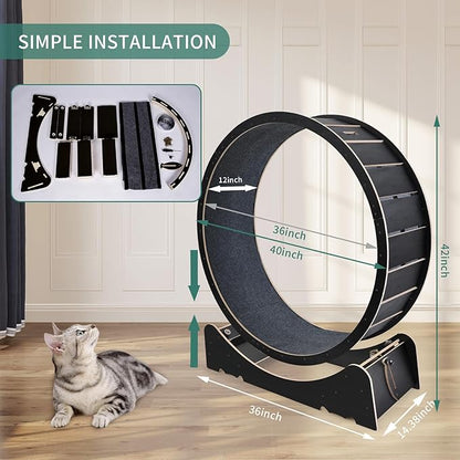 Large Cat Exercise Wheel 40 Inch Treadmill Exerciser for Indoor Cats Love Kitty Running Toy Walking Training for Fitness Weight Loss Device Suitable for Most Cats Physical Exercise Activity
