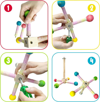 Parakeet Toys, Bird Toy Conure Grass Mat Budgie Shredder Hanging Set Cockatiel Foraging Toys Parrot Climbing WallToy Lovebird Cage Accessories for Small Birds (360 Spinning Toy)