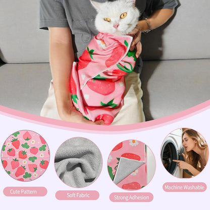 27.6" Cat Grooming Wrap,Self-Adherent Cat Wrap for Cutting Nails,Anti-Escape Cat Swaddle Wrap,Multifunctional Anti-Scratch Cat Restraint Wrap for Medicine,Nail Clipping,Ear Cleaning(Within 15lbs)
