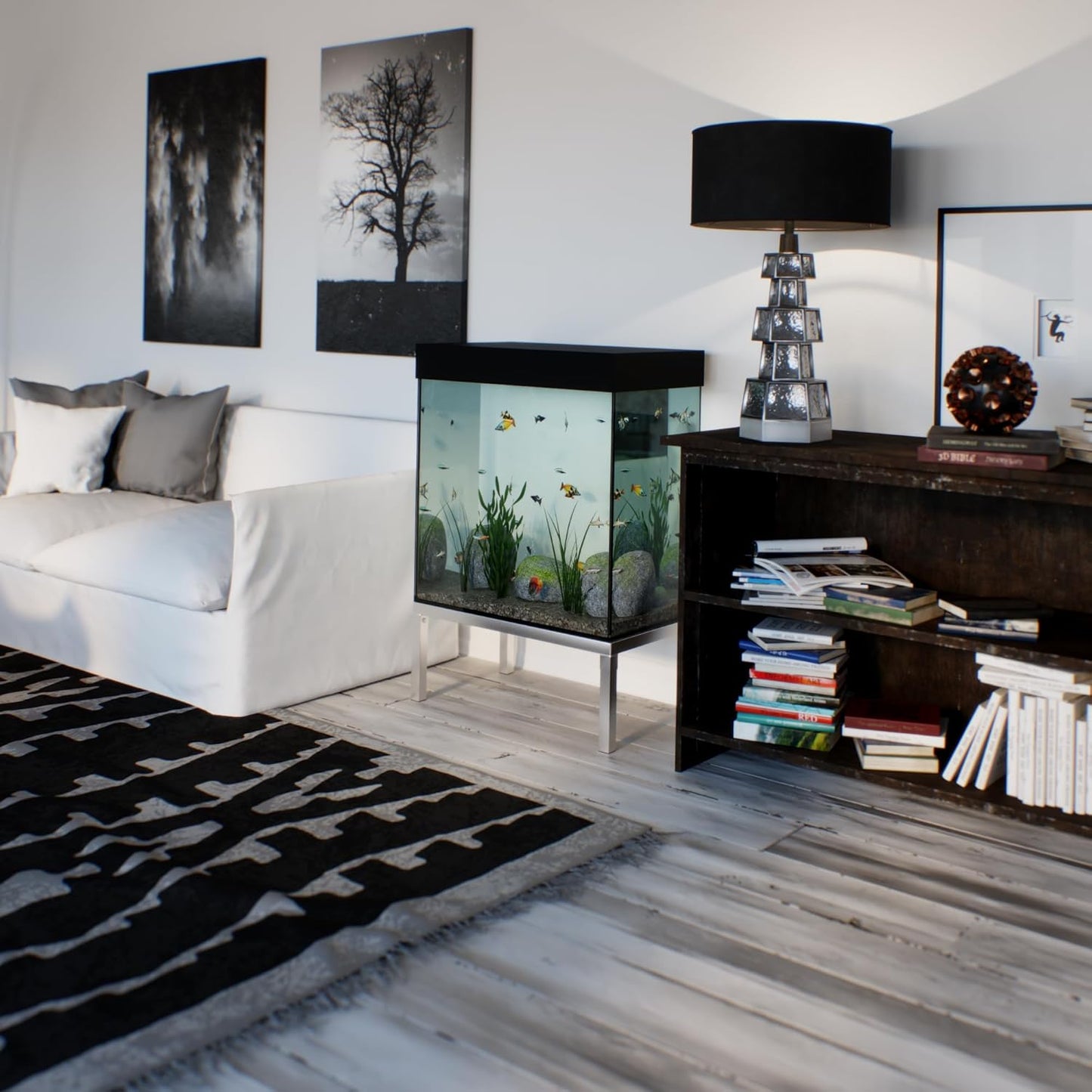 18 in X 24 in. Aquarium Stand | Industrial Style Aluminum Fish Tank Base with Open Frame Design