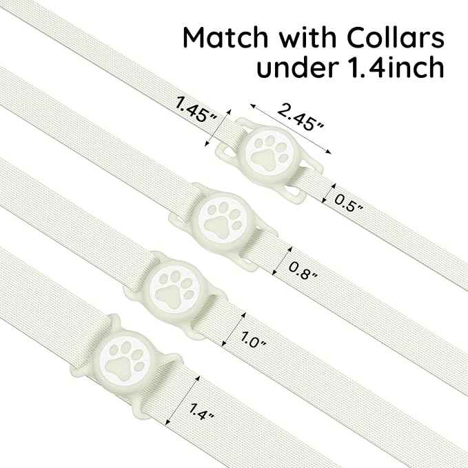 for Airtag Dog Collar Holder, Dog Airtag Holder Waterproof, Lightweight & Soft Silicone Air Tag Case for Pet Collars, Works with Multiple Tracker Tag Products (Luminous, 1 Pack)