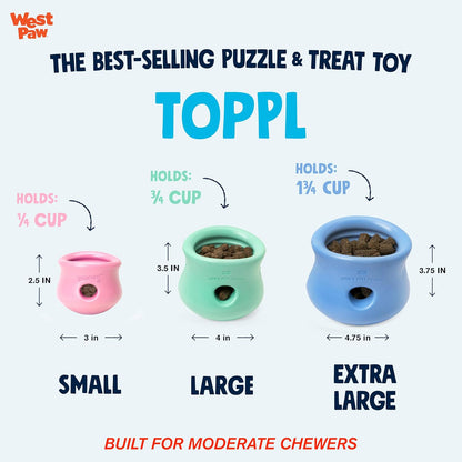 WEST PAW Zogoflex Limited Edition Toppl Treat Dispensing Dog Toy Puzzle – Interactive Chew Toys for Dogs – Dog Toy for Moderate Chewers, Fetch, Catch – Holds Kibble, Treats, X-Large 4.75", Periwinkle