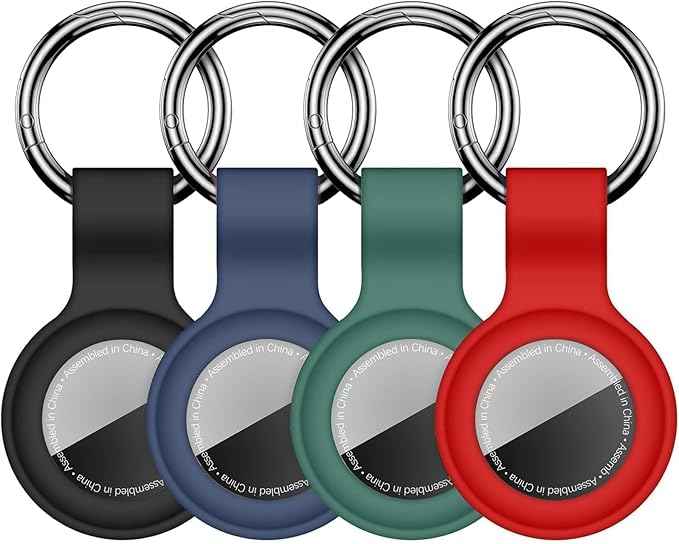 Case for AirTag 2nd Gen (2026) & 1st Gen, Silicone Holder Keychain Key Ring, Protective Cover for Air Tags, GPS Finder Accessories for Bags, Pets, Kids, Luggage, Black/Blue/Green/Red