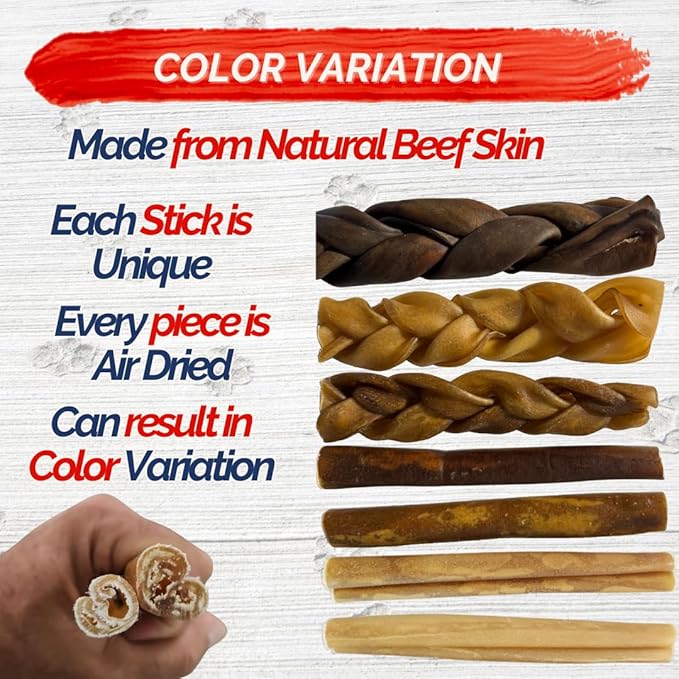 Braided Collagen Sticks for Dogs 10 Pack - 6 Inches - Long-Lasting Alternative to Bully Sticks, Rawhide-Free Collagen Chews w/Chondroitin & Glucosamine for Joint Support & Dental Health