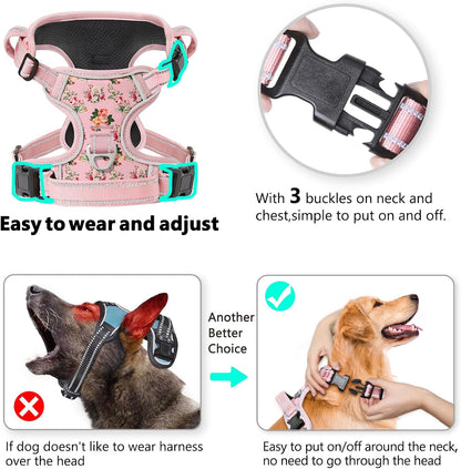 Timos Dog Harness,NO Need Go Over Dogs Head 3 Snap Buckles Pet Harness with 2 Leash Clips,Adjustable Soft Padded No-Pull,Reflective No-ChokeOxford Vest for Small Medium Large Dogs,X-Large (Pack of 1)