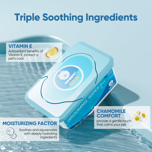 Pet Wipes for Dogs & Cats, Extra Moist & Thick Grooming Puppy Wipes with 100 Fresh Counts, Aloe Vera/Nature