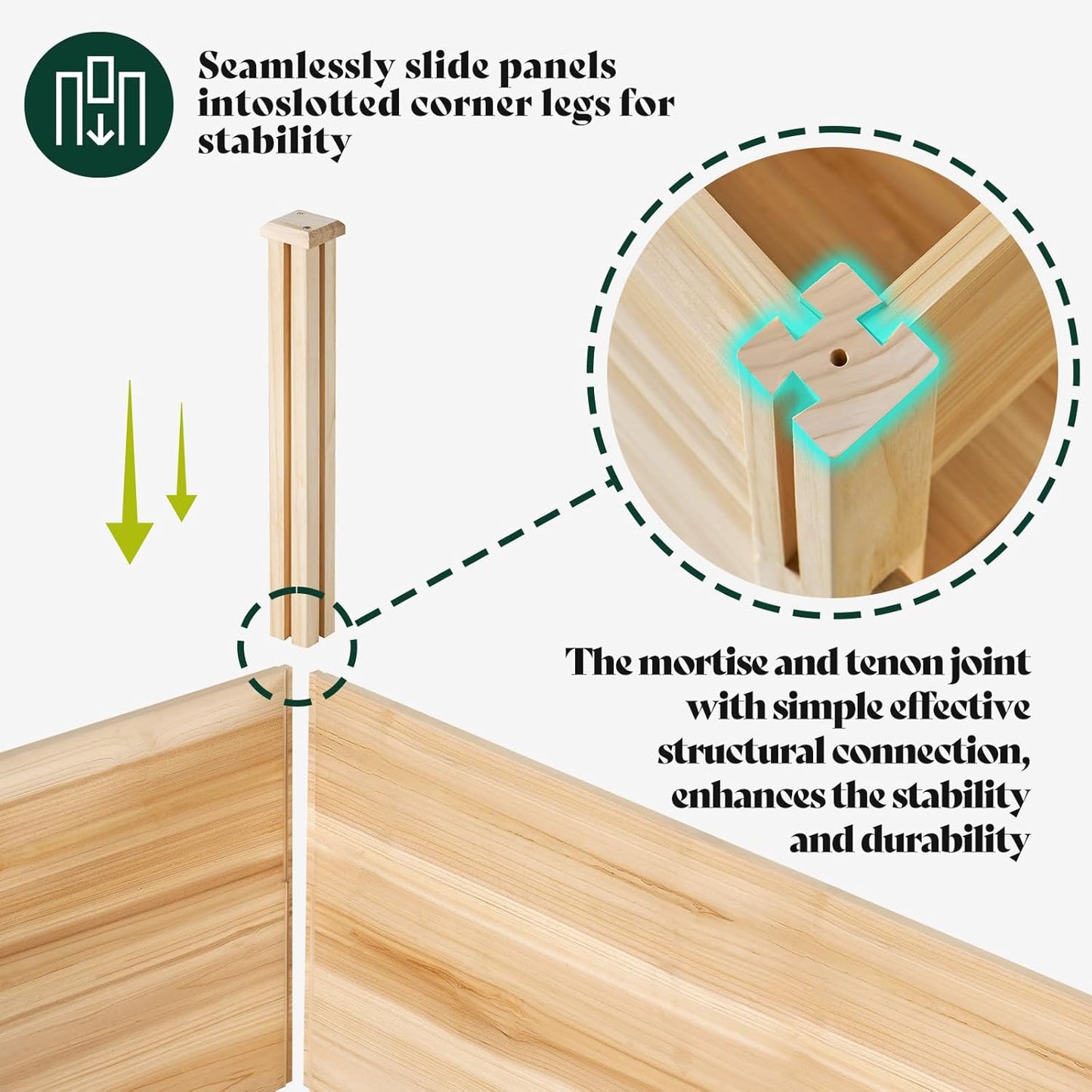 AMERLIFE 3-Tier Raised Garden Bed for Outdoor Gardening, Fir Wood Planter Box with Dividers, Tool-Free Assembly, Garden Box Perfect for Vegetables, Herbs, and Flowers