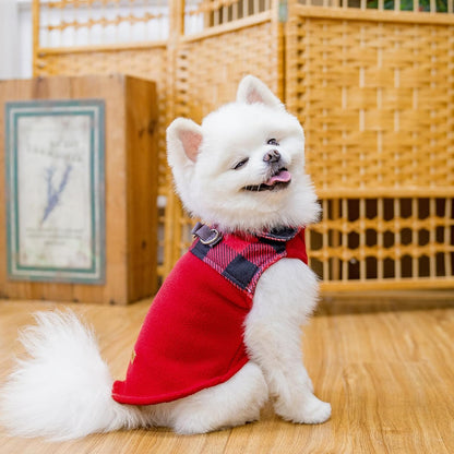 EXPAWLORER Fleece Dog Sweater - Classic Plaid Dog Jacket, Winter Coat Vest with 2 D-Rings for Leash, Pet Cold Weather Clothes, Sweatershirt for Boy or Girl
