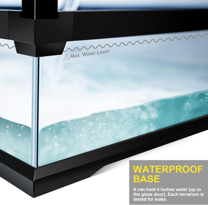 48 Gallon Professional Glass Terrarium 36"x18"x18" Durable Reptile Habitat Tank with Heat Resistant Aluminum Alloy Frame, Dual Front Swinging Doors for no Jam by Sand and Other Debris