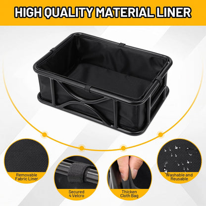 Heavy Duty Rear Bike Basket for Adults, Bicycle Cargo Basket with Removable Liner, Waterproof Cover & Cargo Net, Universal Fit for E-Bike, Mountain Bike, Dog Carrier