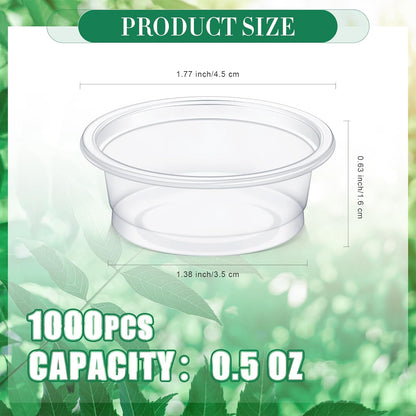 Maxcheck 1000 Pcs 0.5 oz Gecko Feeding Cups Small Gecko Food and Water Cups Reptile Feeding Bowls Plastic Bearded Dragon Food Bowl for Lizard Small Pet Ledge Accessories