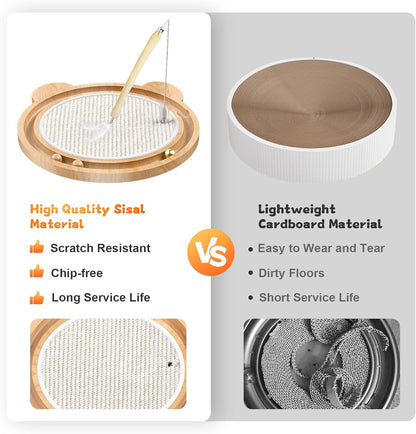 3-in-1 Cat Toys, Scratcher, Toys for Indoor Cats, Natural Sisal Scratching Board, Kitten Interactive with Ball Track & Retractable Wand Toy & Feather