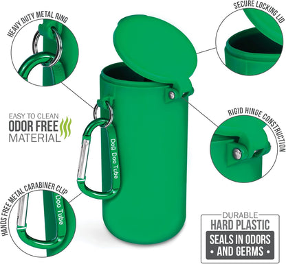 Dog Doo Tube Filled Dog Waste Bag Holders - Reusable Dog Poop Bag Tubes Designed to Keep in Odors and Germs