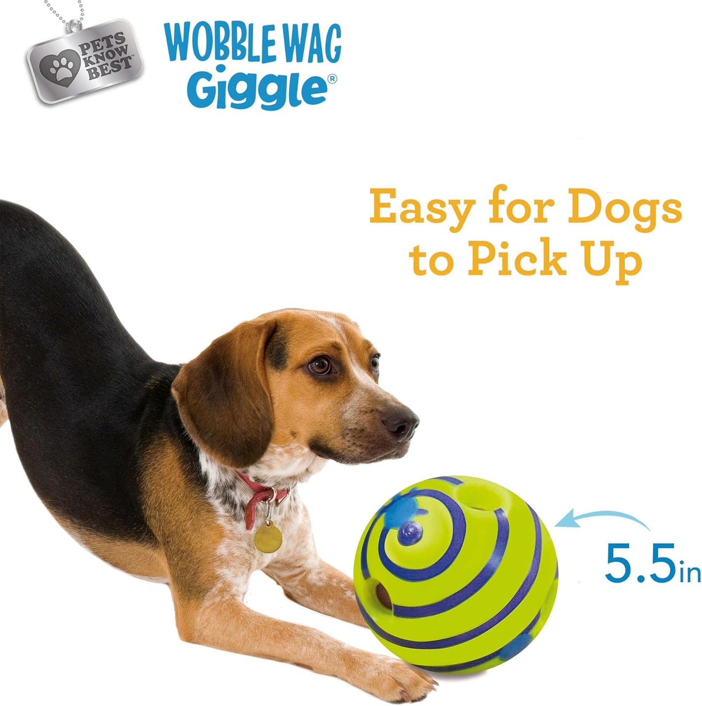 Wobble Wag Giggle Ball | Rolling Enrichment Toy for Fun Playtime, Interactive Play for Indoor or Outdoor, Keeps Dogs & Puppies Large, Medium or Small Busy & Moving, As Seen on TV | Pack of 1