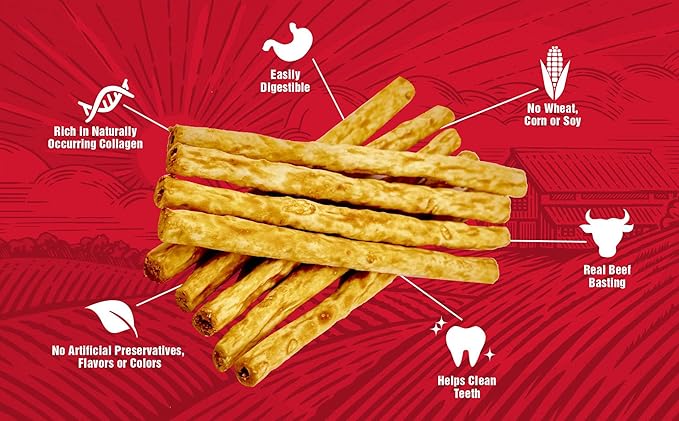 | Healthy Chewers | Natural Collagen and Beef Sticks for Dogs | 100 Count | High Protein and Limited Ingredient Dog Chews
