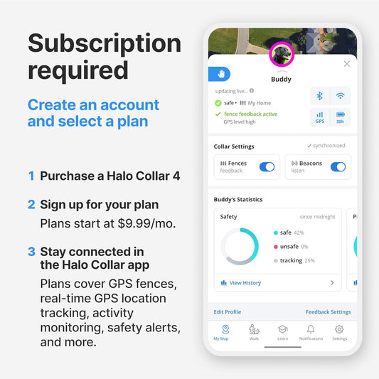 Halo Collar 4, All New GPS Wireless Dog Fence & Dog Training Collar with GPS Tracker, Subscription Required, Waterproof, One Size, Midnight