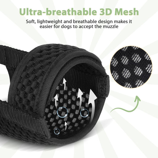 Mayerzon Dog Muzzle with Hook and Loop for Large Medium Small Dogs, Patented Soft Mesh Beagle Labrador Puppy Muzzles for Biting Chewing Grooming, Breathable, Adjustable, Allows Panting Drinking